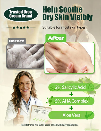 25% Urea Hand Cream for Dry Cracked Heels, Hands & Feet, 2.12 oz