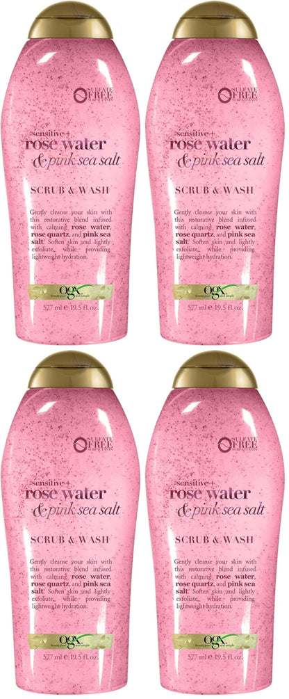 OGX Sensitive + Rose Water & Pink Sea Salt Body Scrub, 19.5 fl oz