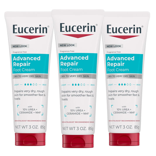 Eucerin Advanced Repair Foot Cream with Urea, Mulitpack, 3 x 3 OZ