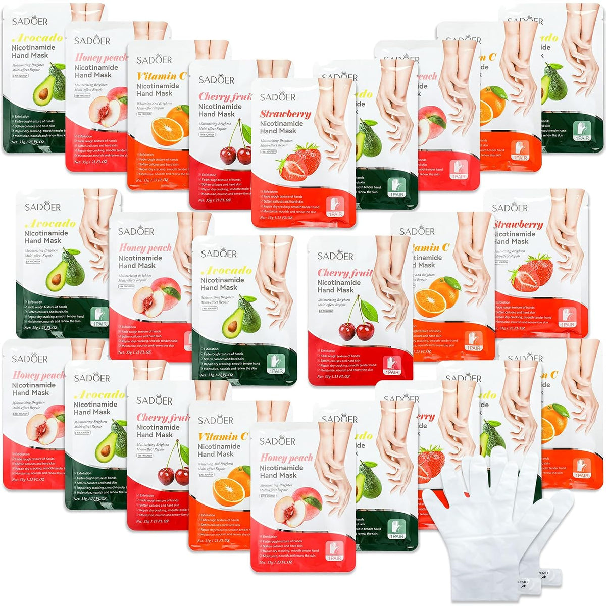 48 Pcs Fruits Beauty Hand Mask Bulk for Women Girl Sister