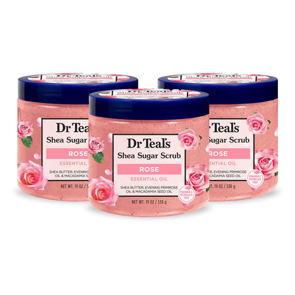 Dr Teal's Shea Sugar Body Scrub, Shea Butter with Almond Oil & Essential Oils, 19 oz (Pack of 3)
