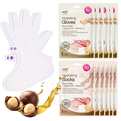 Epielle Hydrating Hand Mask 6 Pairs, Relieve and Soften with Shea Butter & Jojoba Oil, Deep Moisturizing Gloves for Dry, Cracked Hands, Self Care Gifts for Women, Spa Kit