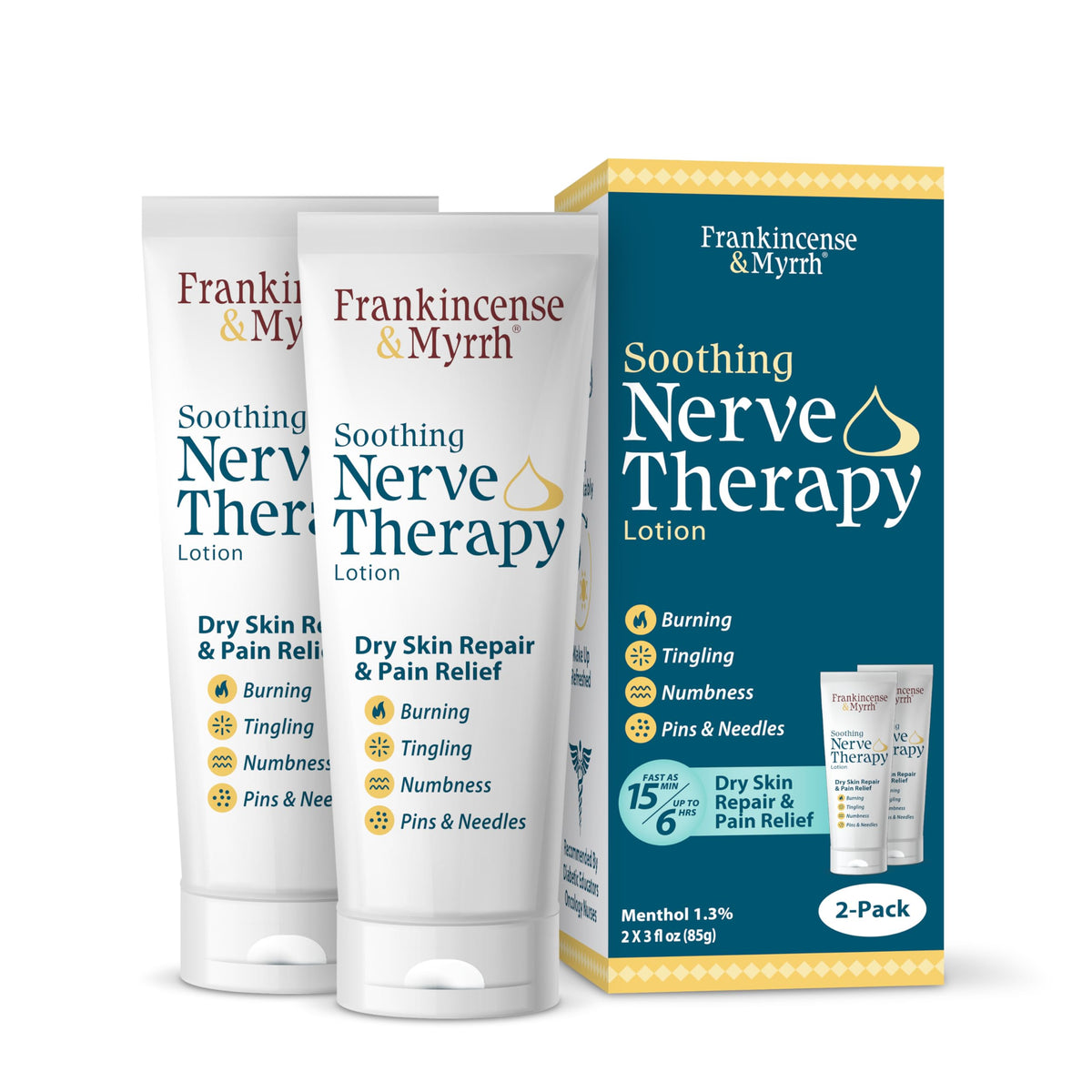 FRANKINCENSE & MYRRH Nerve Therapy Lotion,Diabetic Hands & Feet Relief, 3oz