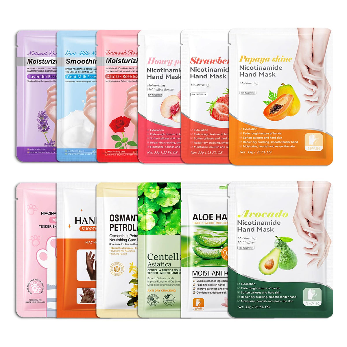 Hydrating Hand Masks, 6PCS Hand Mask Moisturizing Gloves for Men Women, Smooth Long Lasting Soft Exfoliating Hand Peeling Spa Mask Moisturizer Beauty Gift Set for Dry Cracked Rough Dull Hands（A)