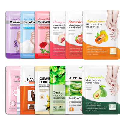 Hydrating Hand Masks, 6PCS Hand Mask Moisturizing Gloves for Men Women, Smooth Long Lasting Soft Exfoliating Hand Peeling Spa Mask Moisturizer Beauty Gift Set for Dry Cracked Rough Dull Hands（A)