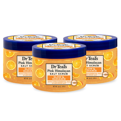 Dr Teal's Pink Himalayan Salt Body Scrub, Restore & Replenish with Pure Epsom Salt & Essential Oils, 16 oz (Pack of 3)