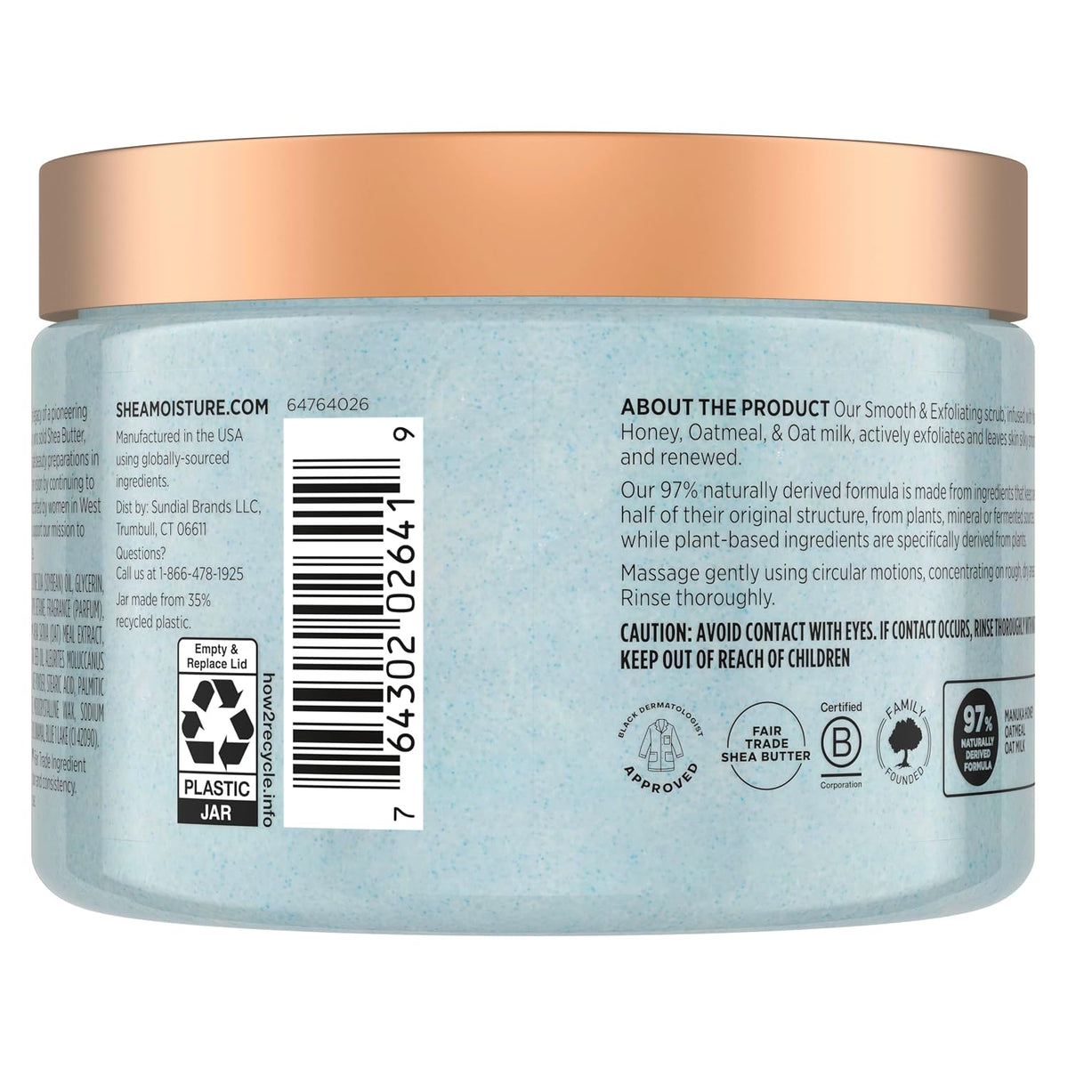 SheaMoisture Shea Sugar Body Scrub Manuka Honey Oatmeal 12 oz