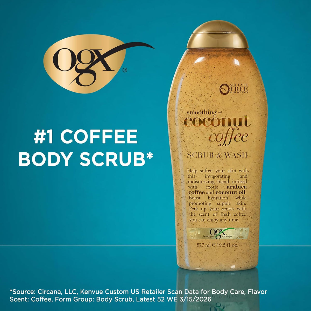 OGX Smoothing + Coconut Coffee Body Scrub, 19.5 fl oz