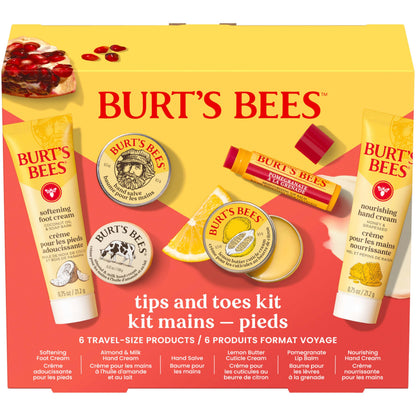 Burt's Bees Tips and Toes Kit Gift Set, 6 Travel Size Products