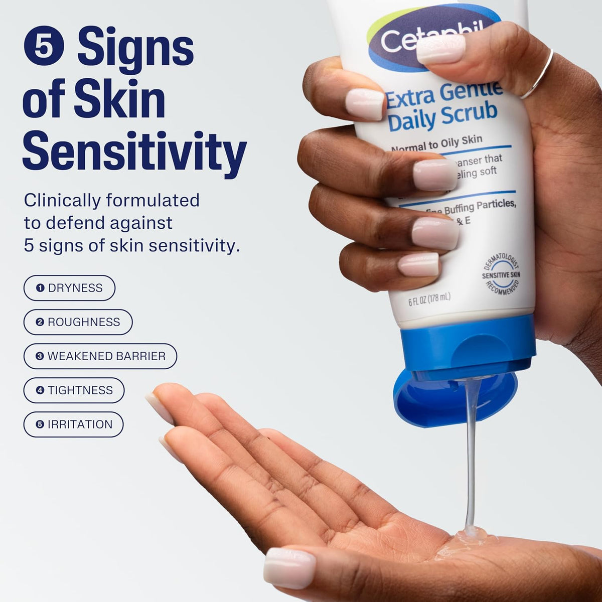 Cetaphil Exfoliating Face Wash, Gentle Daily Scrub, Sensitive Skin, 6oz