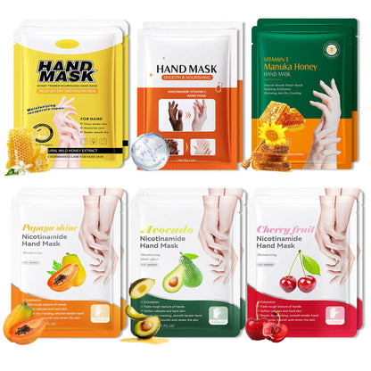 6 Pairs Hand Mask for Dry Cracked Hands,Nourishing Moisturizing Gloves,Hands Moisturizer for Deep Moisturizing,Silky Smooth Moisturizing Gloves,Hand Care Mask Set(A)