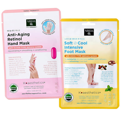 Anti-Aging Retinol Hand Mask and Soft Cool Intensive Foot Mask Combo Pack (2pack)