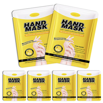 Hand Masks, 6 Pairs Hydrating Exfoliating Hand Peeling Mask, Smooth Hand Masks Moisturizing Gloves Overnight for Dry, Rough, Cracked Hands, Hand Skin Moisturizer Glove for Women Men（A