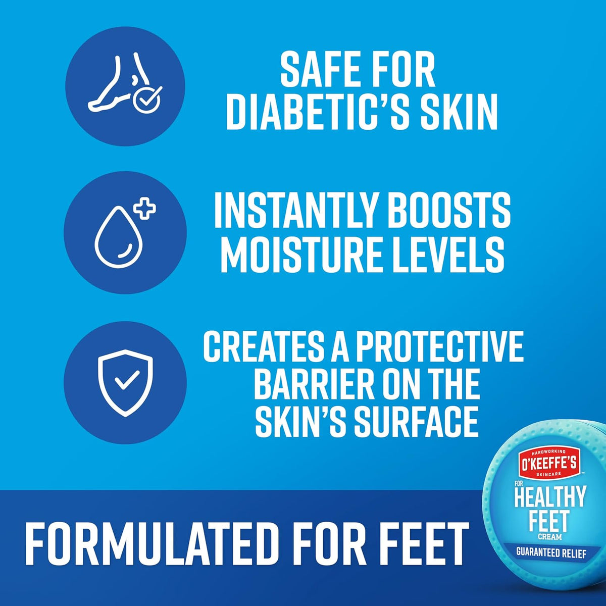 O'Keeffe's for Healthy Feet Foot Cream - 3.2 oz Jar (2 Pack) - Guaranteed Relief for Extremely Cracked, Dry Feet, Repairing Skincare, Instantly Boosts and Retains Moisture Levels