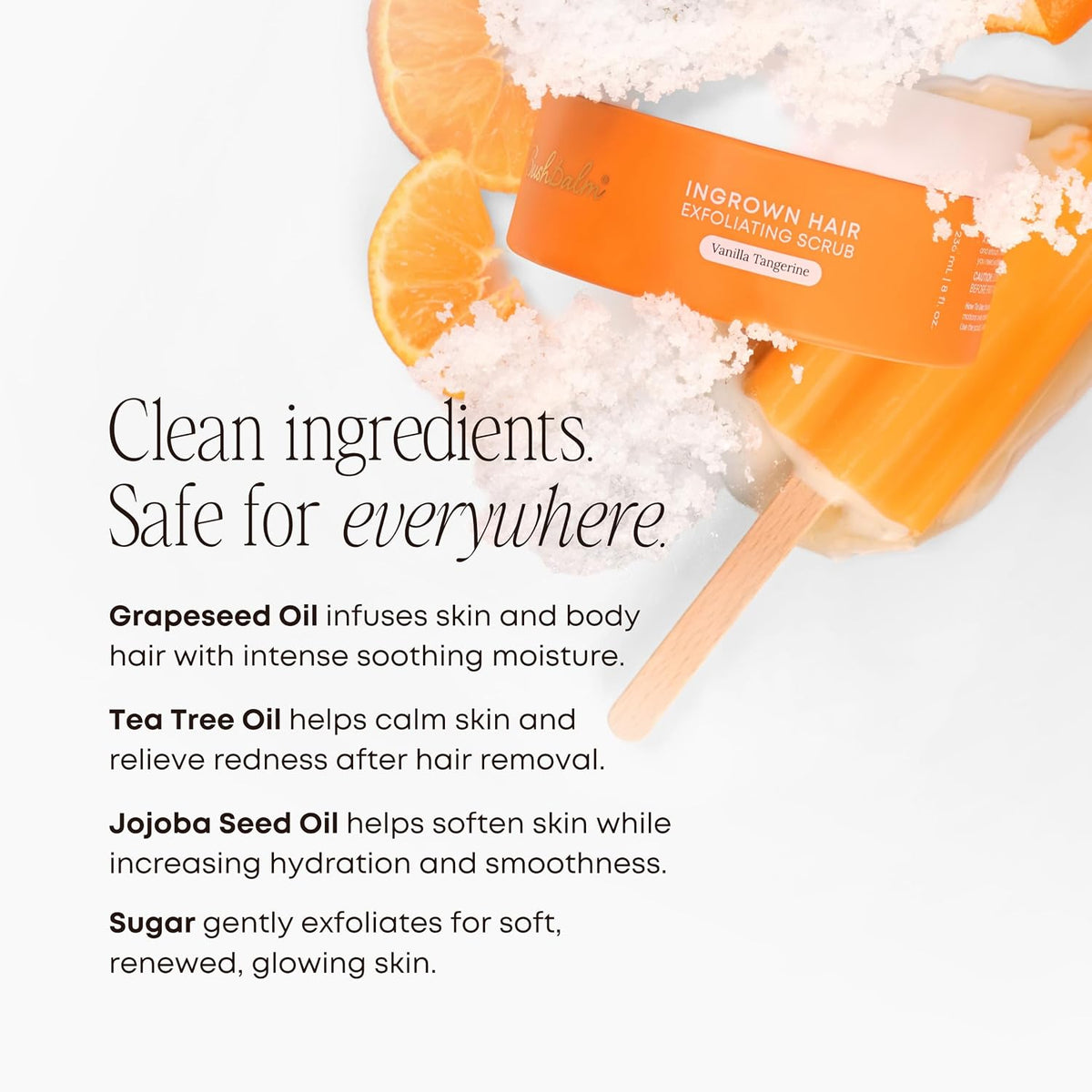 Bushbalm Ingrown Hair Exfoliating Body Scrub - Vanilla Tangerine, 236ml
