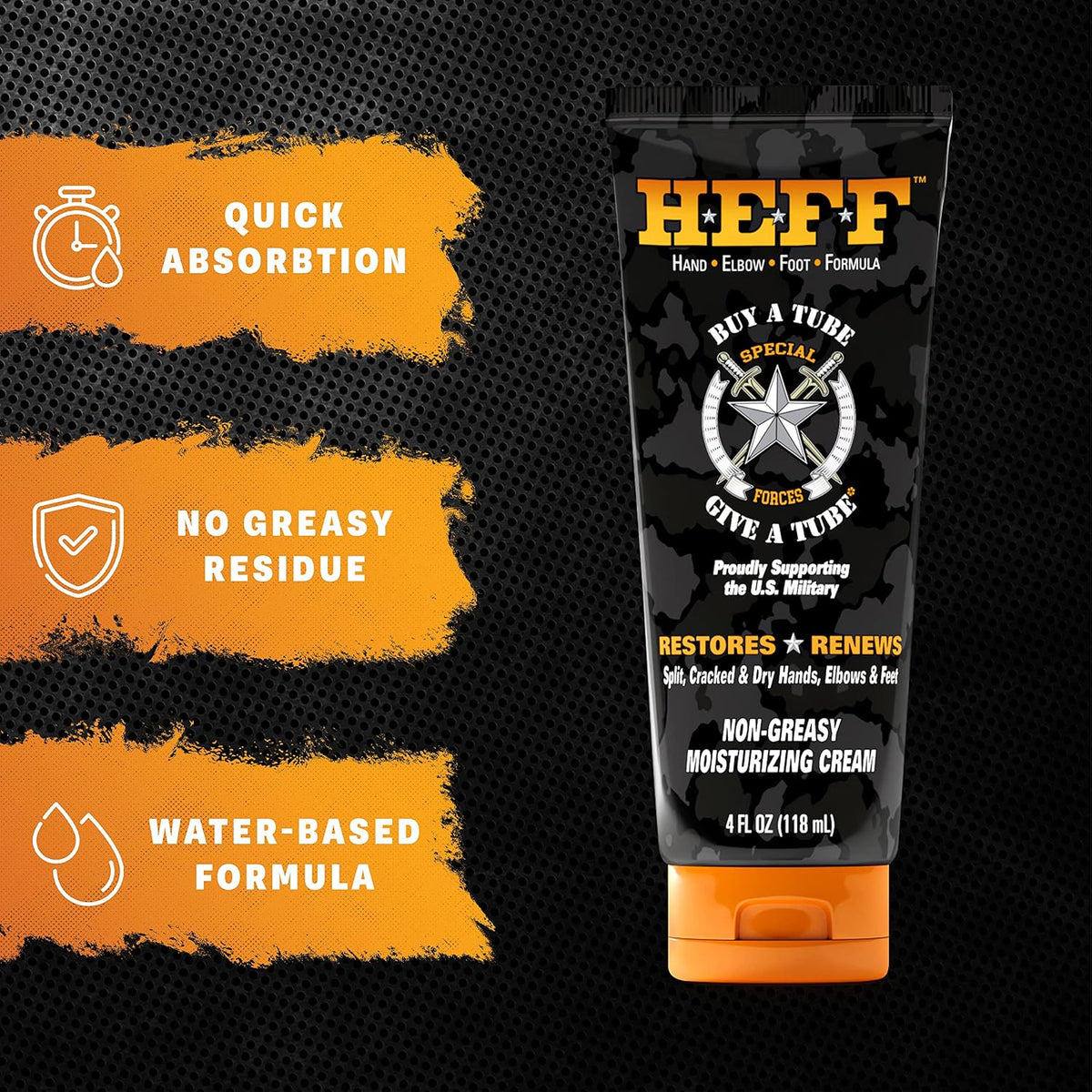 Heff Hand Elbow Foot Formula Moisturizing Lotion, 4 oz., 2 Pack - For Dry, Flaky Skin, Paraben-Free, Dry Skin Relief, black
