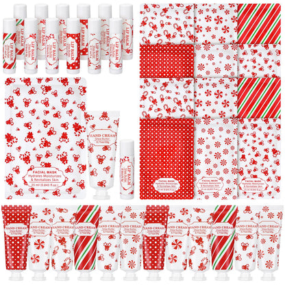 Leelosp 6set/18pcs Christmas Face Mask Hand Cream Lip Balm, Travel Size