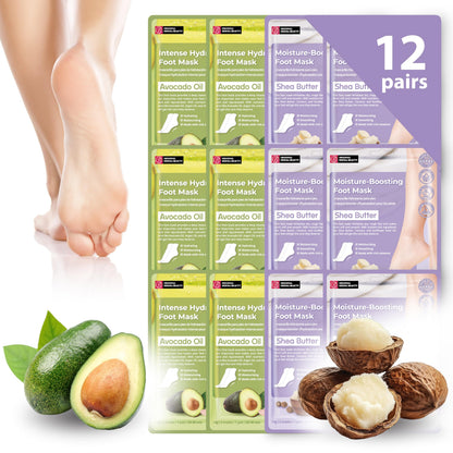 Innerest Original Derma Beauty Foot Mask 12 Pairs Shea Butter + Avocado Foot Mask - Foot Masks after Callus Remover Pedicure Supplies